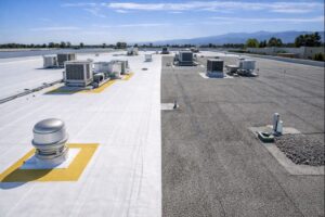Commercial flat-roof maintenance system with TPO and built-up roof systems