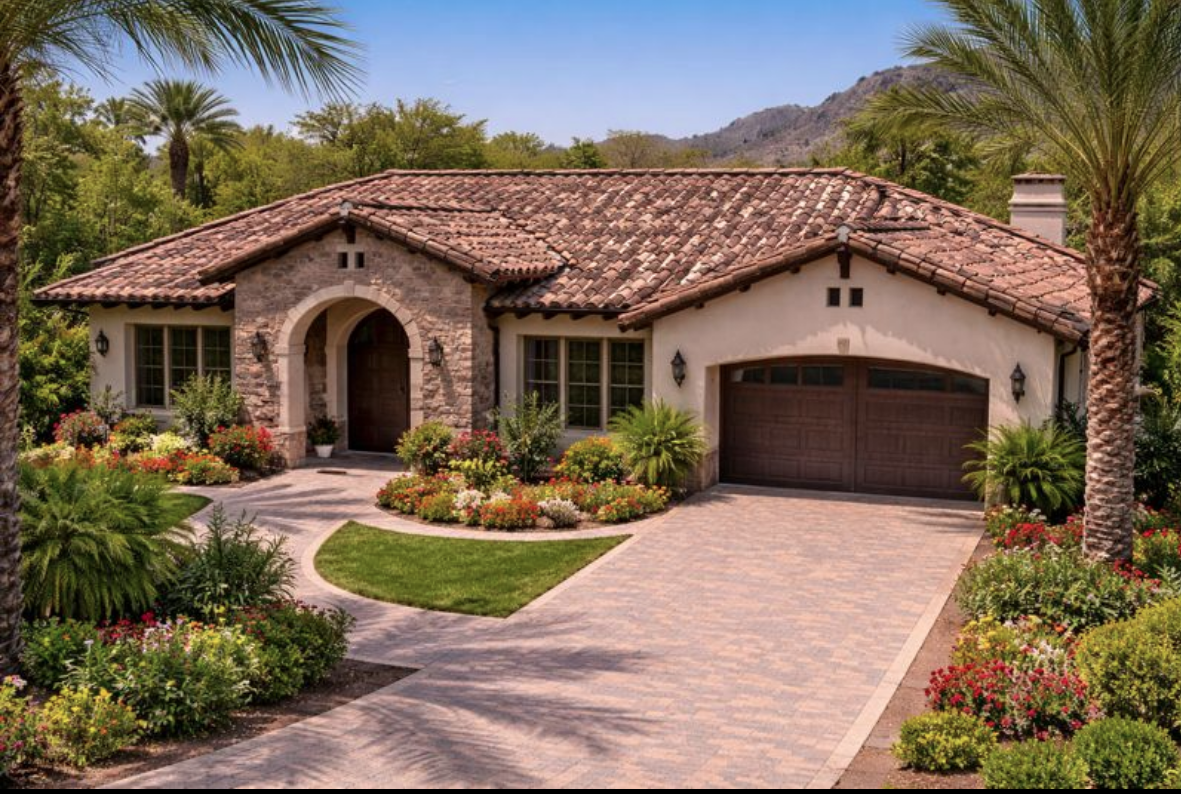 Modern concrete tile roof installed on a residential home in Riverside, California, designed for Inland Empire heat and long-term durability.