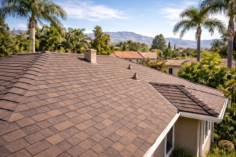 Finished composition shingle roof installed by Berry Roofing & Solar in Riverside California